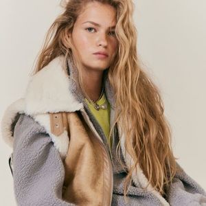 Faux leather plush vest